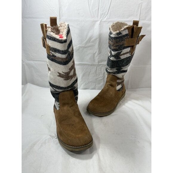 Sanuk Brown Navajo Suede Tall Faux Fur Boots Winter Warm Women's Sz 7 - Picture 15 of 15